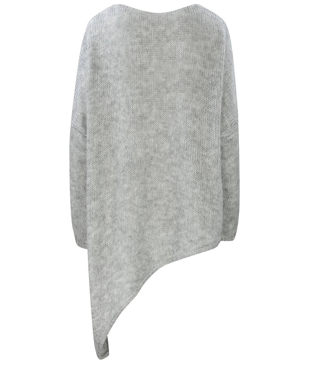 Warm asymmetric V-neck sweater with wool