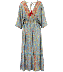 Long, airy dress in ethnic hippie style, Indian patterns SHANTI