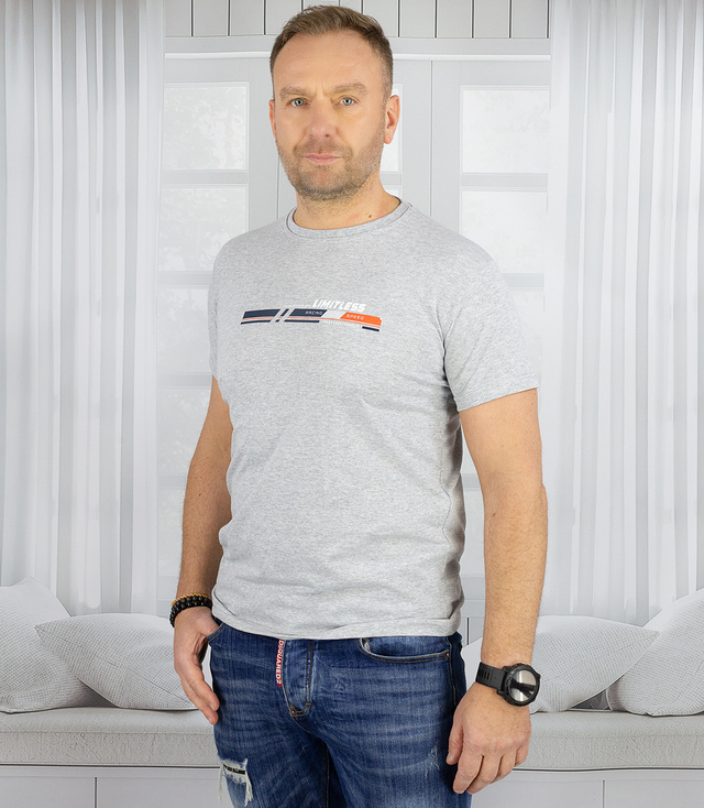 Męski t-shirt koszulka krótki rękaw ze sportowym nadrukiem