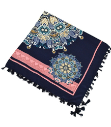 Beautiful colorful scarf with flowers FOLK style