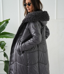 Long elegant quilted insulated women's winter coat MARIA