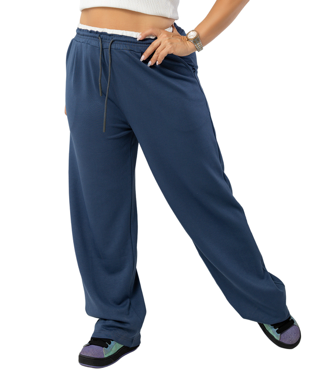 Comfortable sweatpants made of soft material with white insert at the waist LUNA