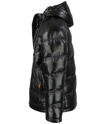 Men's winter quilted jacket with hood and sheen