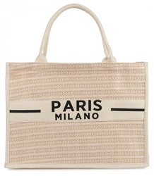 PARIS MILANO braided shopper bag for summer beach large eco bag