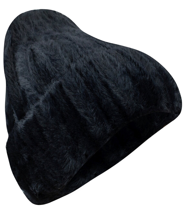 Women's knitted beanie fur striped hat 