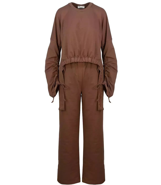 Dres spodnie dzwony bluza dopasowany komplet 