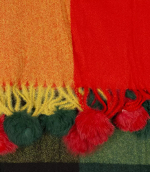 Scarf scarf warm check scarf with pompoms