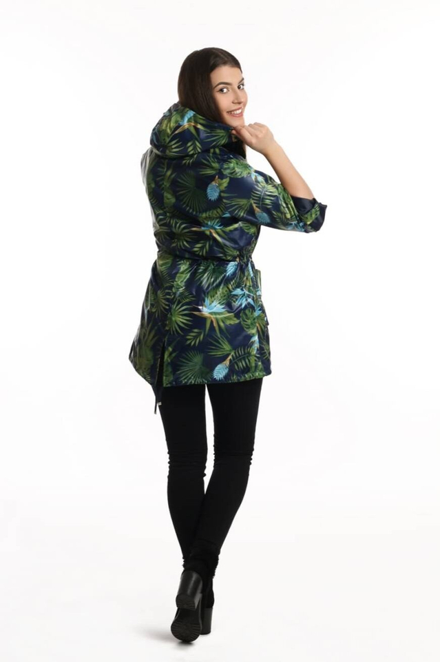 Lightweight short windbreaker parka jacket leaves