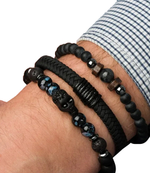 Set of men's bracelets natural stone