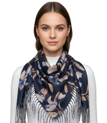 Elegant floral shawl scarf with tassels