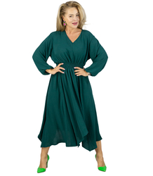 ADELE midi dress with elastic waist and v-neckline