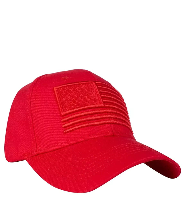 Baseball cap decorated with embroidered flag