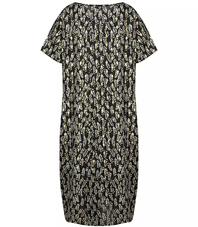 Midi dress with a vegetable print and gold