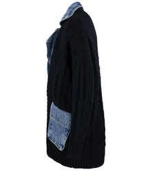 Kurtka sweter jeansowe wstawki JENNY