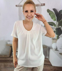 Elegancka bluzka z marszczonym dekoltem Lato