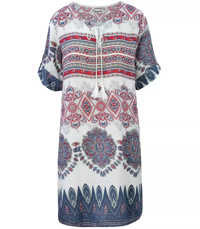 Mini summer tunic dress, oriental viscose