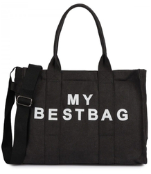 Large shopper bag one-color with the inscription "My Bestbag"