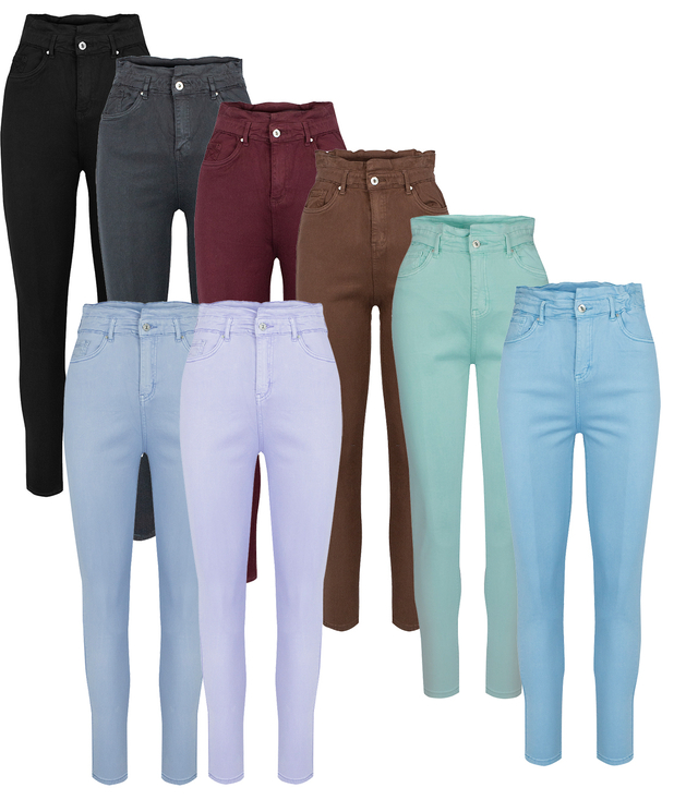 Wygodne elastyczne spodnie JEANSY SKINNY FIT kolorowe Eleganckie ROSE