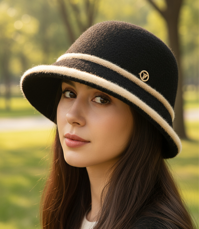 Women's hat cloche patch flower