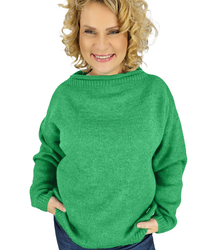 Warm women's oversize sweater boat neckline MARLENA