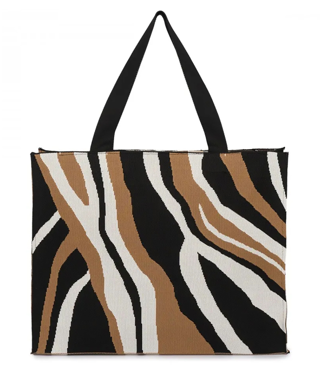 Shopper bag patterned large colorful shoulder bag with zipper