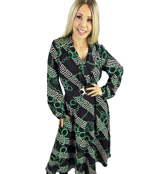 Elegant dress Beautiful with belt Envelope neckline LUNA