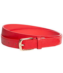 Smooth women's eco leather belt with gold buckle 2.3 cm