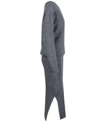Dzianinowy komplet sweter + spódnica w jednolitym kolorze BELLA