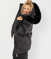 Kurtka zimowa oversize z kapturem i futerkiem NORDIC PUFF