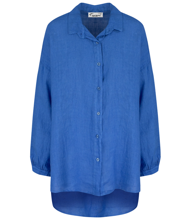 Long loose linen shirt linen longer back long sleeve LAILA 2