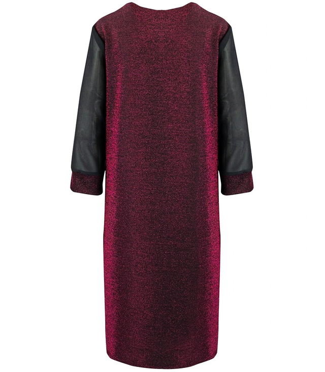 Elegant trapeze dress with brocade midi length SOFIA