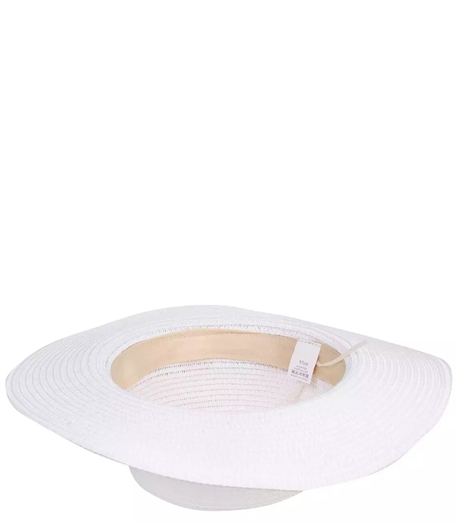 Kapelusz słomkowy z rafii z taśmą i literą M modny