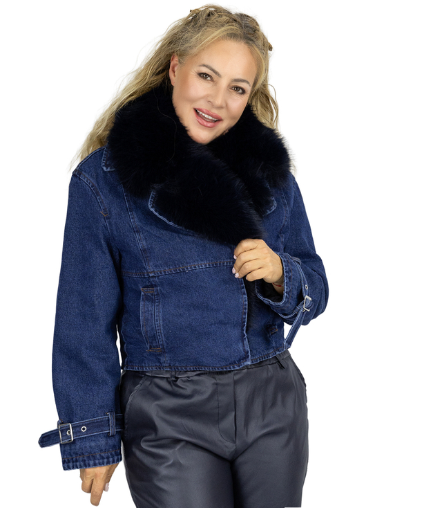Denim jacket with sheepskin DENIM DIVA