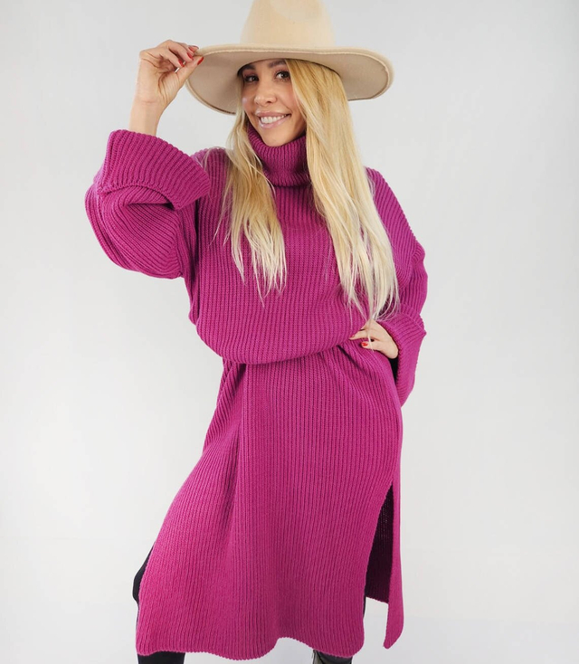 Ribbed MAXI turtleneck sweater dress