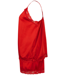 Satin pajama set with lace shorts top petticoat