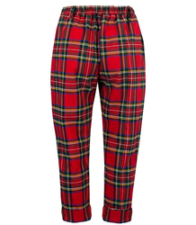 Elegant AMANDA plus size checkered fabric trousers