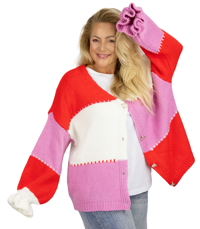 Krótki kardigan sweter oversize na guziki JULIETTE