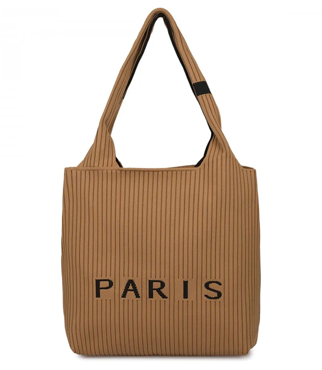 PARIS shopper bag elegant striped shoulder bag with zipper