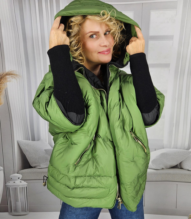 Women's insulated winter jacket with hood and welt IRINA