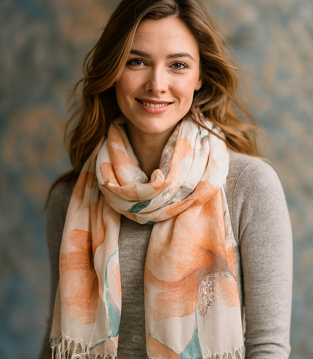 Women's floral pattern scarf 180x70