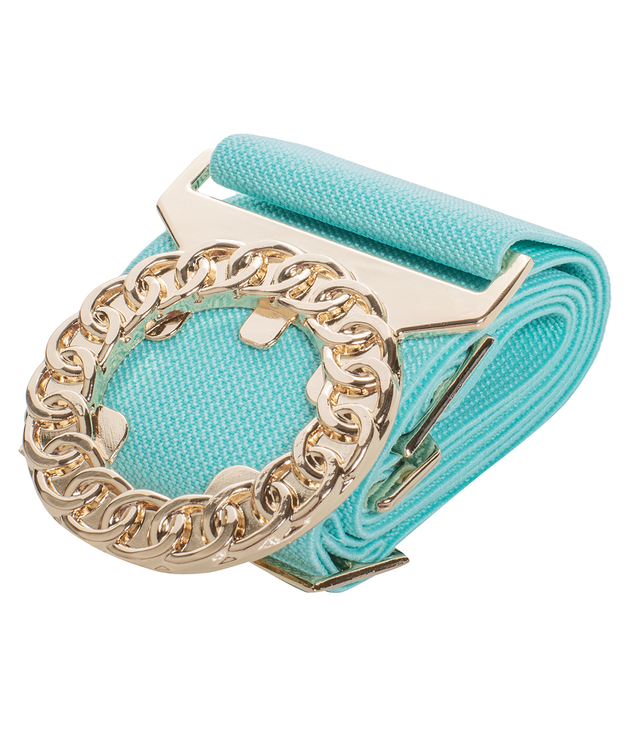 Women's belt with gold lion adjustable elastic