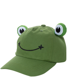 Children's baseball cap decorated with embroidery and frog eyes