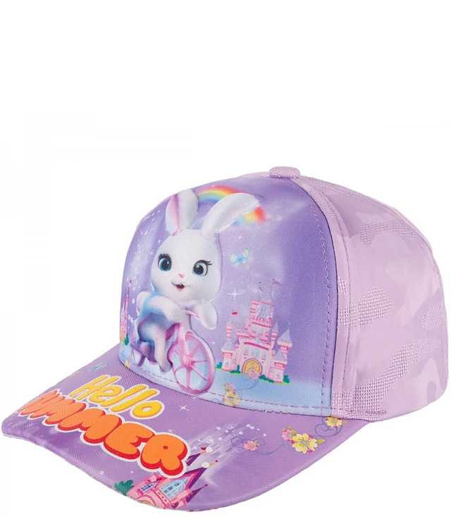 Children's baseball cap decorated with bunny print