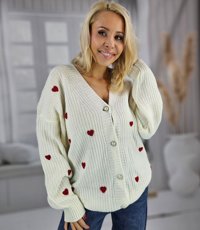 Warm and cozy women's sweater with hearts for autumn SUMMER