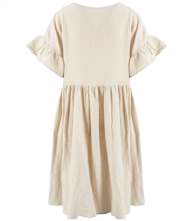 MARIA oversize muslin midi dress with ruffles