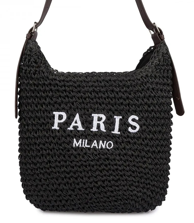 Pleciona torebka PARIS MILANO z paskiem z eko skóry