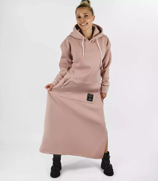 Ciepła bluza damska dresowa Oversize Sukienka Bawełniana Kaptur