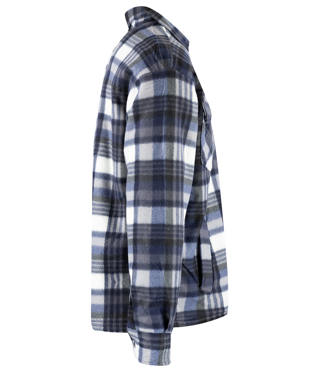 Warm fleece checked men's shirt insulated with faux fur