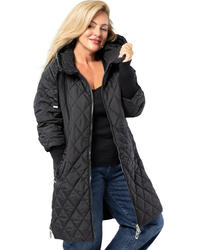 Long winter jacket with decorative hood LUNA