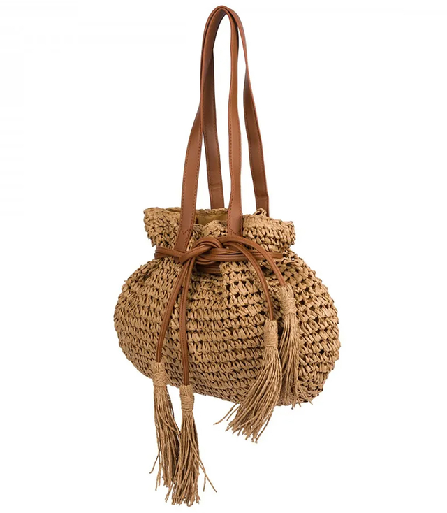 Braided boho bag with straps and tassels